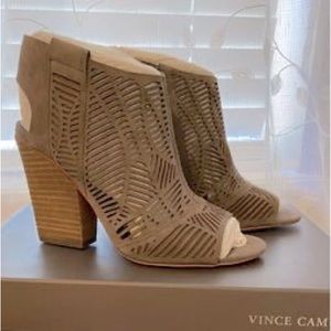 Vince Camuto Suede Peep Toes Booties Size 6 (Original Price $149.95)